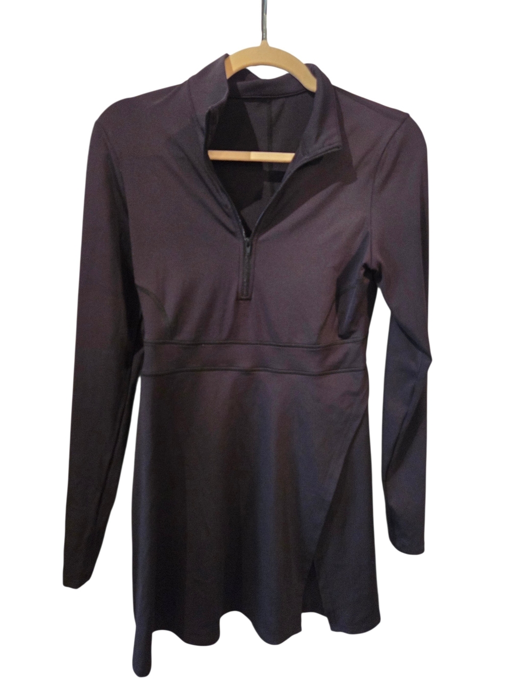 HALARA Women's Long Sleeve Quarter-Zip Dress in Deep Black Medium